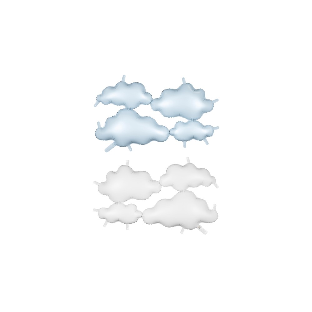 Ballon en aluminium arrière-plan recto-verso Nuages, 99x52 cm, blanc-bleu clair\t