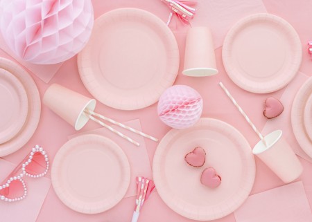 Assiettes en papier, rose...
