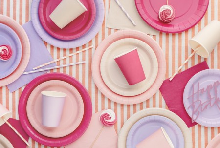 Assiettes en papier, rose...