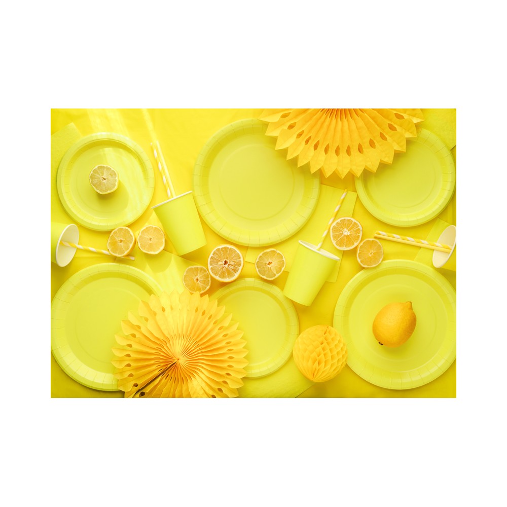 Assiettes en papier, jaune, 23 cm