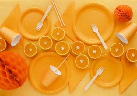 Assiettes en papier, orange...