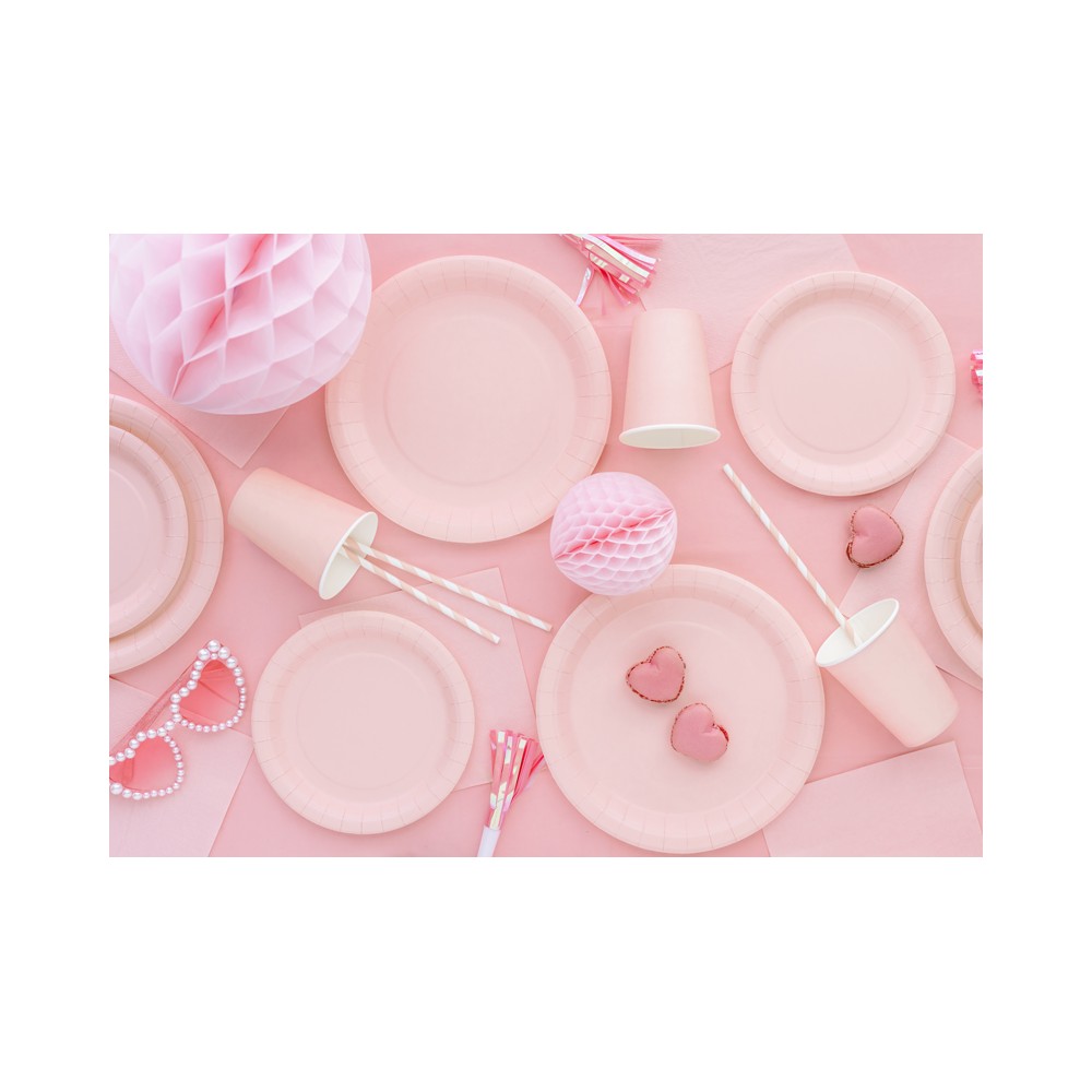 Assiettes en papier, rose clair, 18 cm