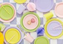 Assiettes en papier, rose clair, 18 cm