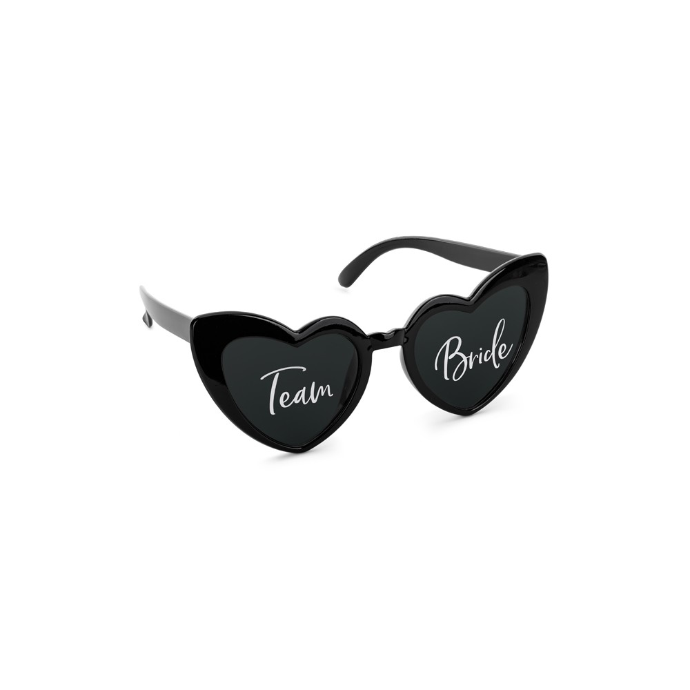 Lunettes en forme de cœur avec inscription ''Team Bride'', noir