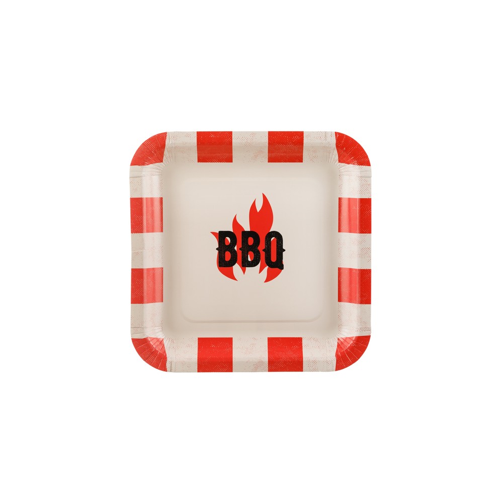Assiettes en papier BBQ, assorties, 26 x 26 cm