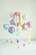 Ballon aluminium chiffre ''0'', 86 cm, arc-en-ciel pastel