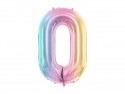 Ballon aluminium chiffre ''0'', 86 cm, arc-en-ciel pastel