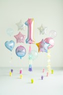 Ballon aluminium chiffre ''1'', 86 cm, arc-en-ciel pastel