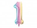 Ballon aluminium chiffre ''1'', 86 cm, arc-en-ciel pastel