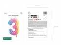 Ballon aluminium chiffre ''3'', 86 cm, arc-en-ciel pastel