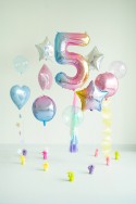 Ballon aluminium chiffre ''5'', 86 cm, arc-en-ciel pastel
