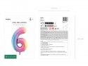 Ballon aluminium chiffre ''6'', 86 cm, arc-en-ciel pastel