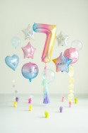 Ballon aluminium chiffre ''7'', 86 cm, arc-en-ciel pastel