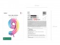 Ballon aluminium chiffre ''9'', 86 cm, arc-en-ciel pastel