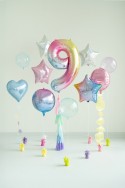 Ballon aluminium chiffre ''9'', 86 cm, arc-en-ciel pastel