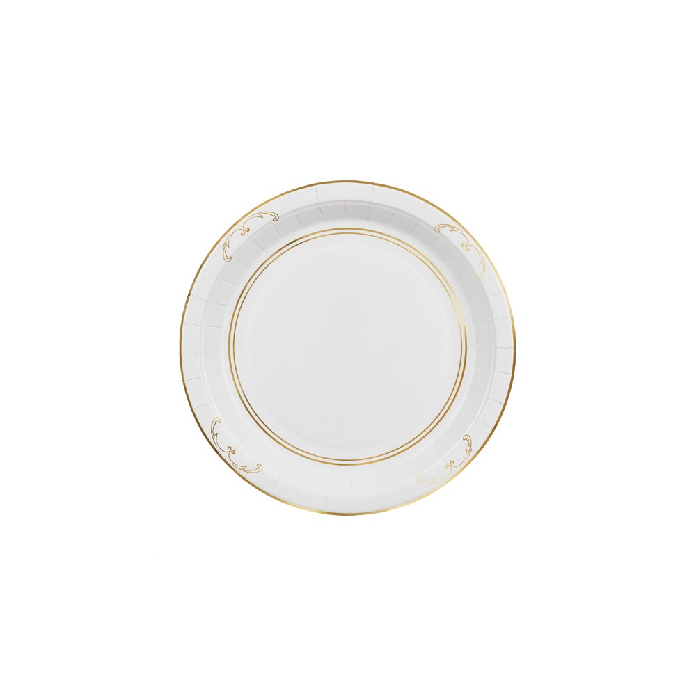 Assiettes en papier avec ornement, blanc, 23 cm