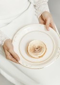 Assiettes en papier avec ornement, blanc, 23 cm