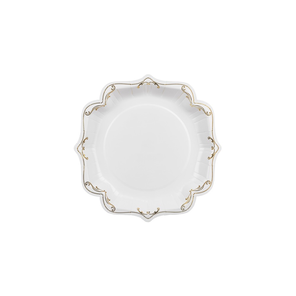 Assiettes en papier décoratives avec ornement, blanc, 26 cm