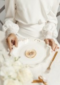 Assiettes en papier décoratives avec ornement, blanc, 26 cm