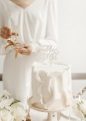 Topper de gâteau en acrylique MR & MRS, blanc, 16,5 cm