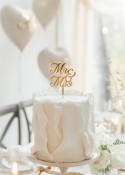 Topper de gâteau en acrylique MR & MRS, or, 16,5 cm