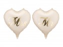 Ballons aluminium cœurs MR et MRS, 45 cm, assorti