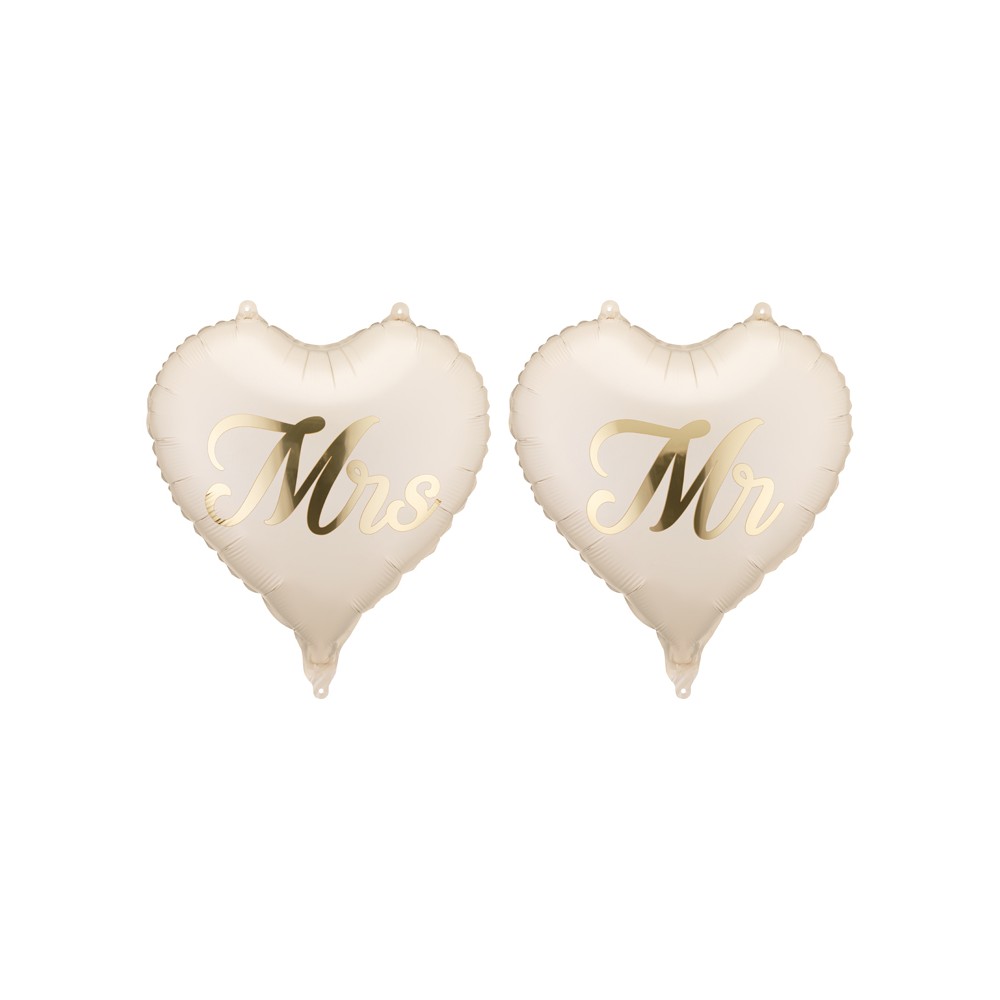 Ballons aluminium cœurs MR et MRS, 45 cm, assorti