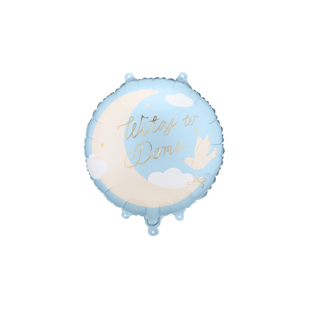 Ballon aluminium pastille ''Witaj w domu'', 35x35 cm, bleu clair