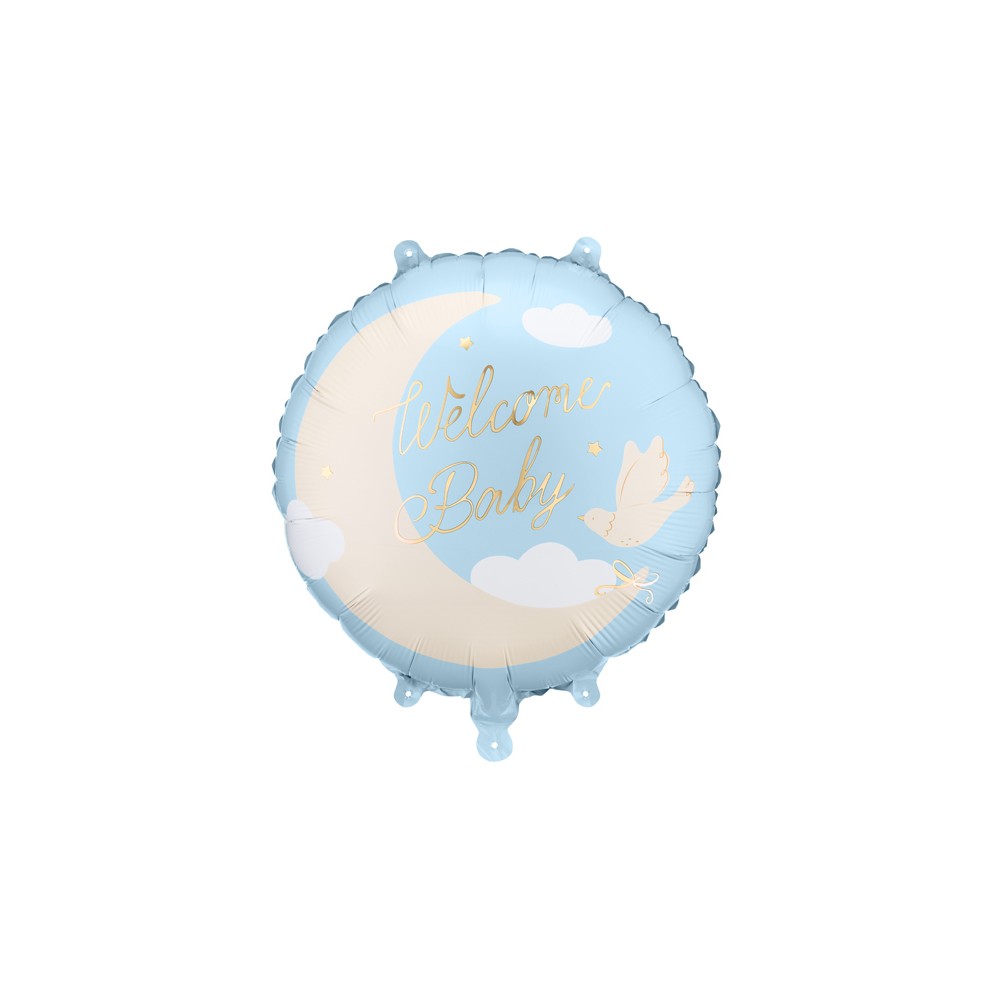 Ballon aluminium pastille ''Welcome Baby'', 35x35 cm, bleu clair