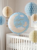 Ballon aluminium pastille ''Welcome Baby'', 35x35 cm, bleu clair