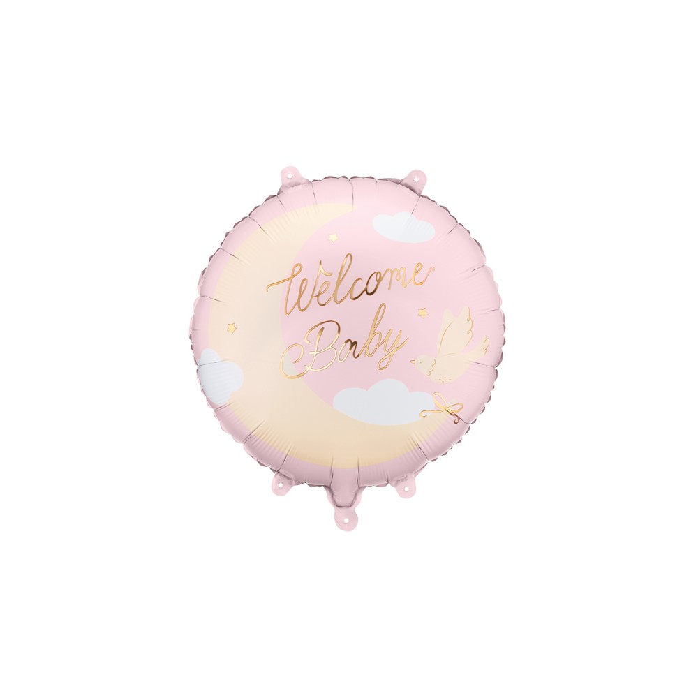 Ballon aluminium pastille ''Welcome Baby'', 35x35 cm, rose clair