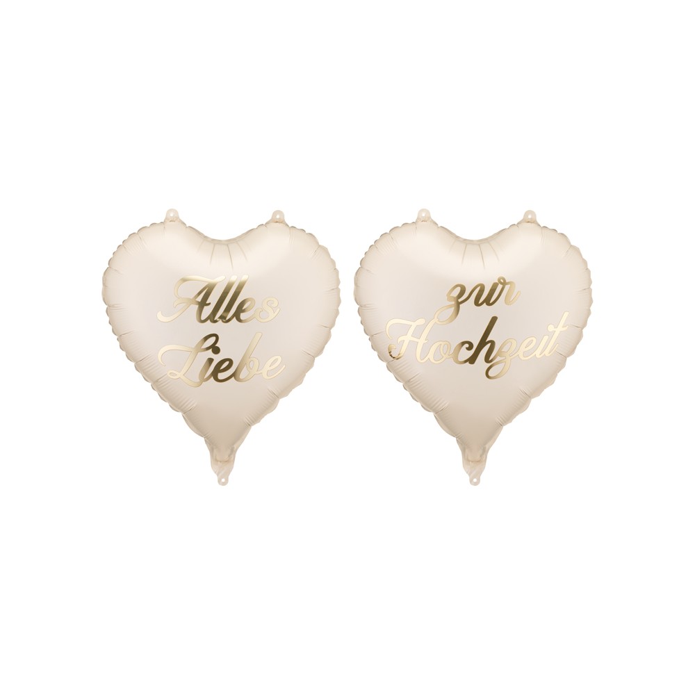 Ballons aluminium cœurs ''Alles Liebe zur Hochzeit'', 45 cm, assorti