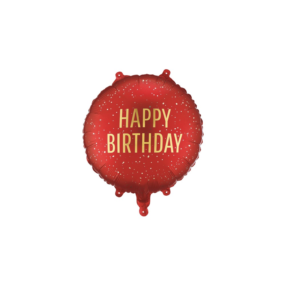 Ballon aluminium pastille ''Happy Birthday'', 35x35 cm, rouge foncé