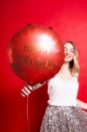 Ballon aluminium pastille ''Happy Birthday'', 35x35 cm, rouge foncé