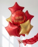 Ballon aluminium pastille ''Happy Birthday'', 35x35 cm, rouge foncé