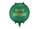 Ballon aluminium pastille ''Happy Birthday'', 35x35 cm, vert foncé
