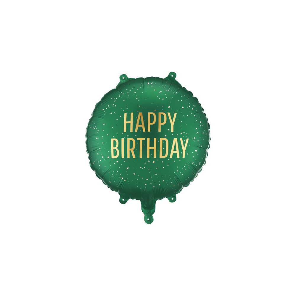 Ballon aluminium pastille ''Happy Birthday'', 35x35 cm, vert foncé