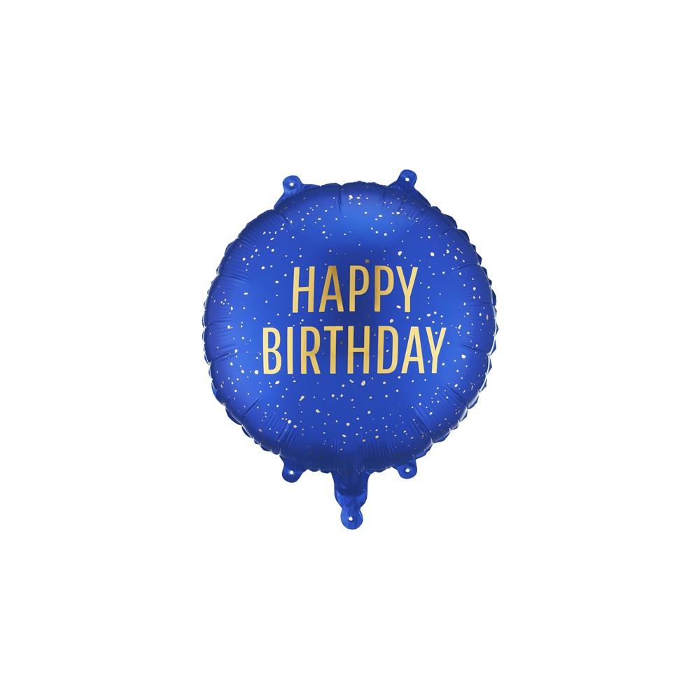 Ballon aluminium pastille ''Happy Birthday'', 35x35 cm, bleu marine