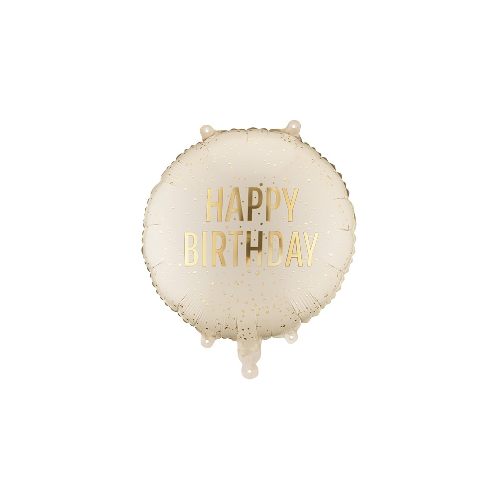 Ballon aluminium pastille ''Happy Birthday'', 35x35 cm, crème