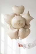 Ballon aluminium pastille ''Happy Birthday'', 35x35 cm, crème