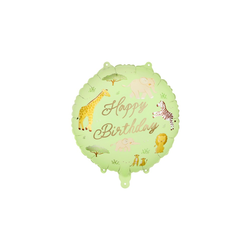 Ballon aluminium pastille ''Happy Birthday'' Safari, 35x35 cm, assortiment