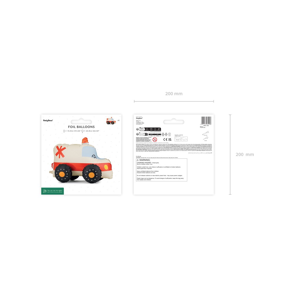 Ballon aluminium debout Ambulance, 68x48 cm, assortiment