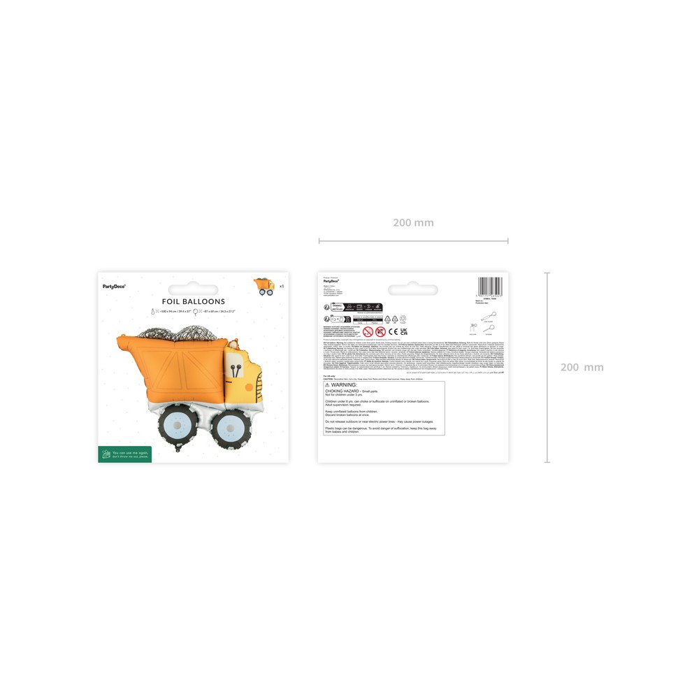 Ballon aluminium Camion, 87x69 cm, assortiment