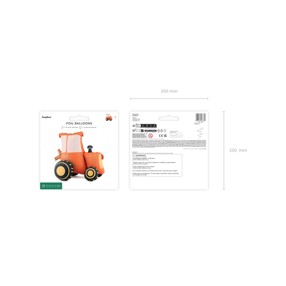 Ballon aluminium debout Tracteur, 72x63,5 cm, assortiment