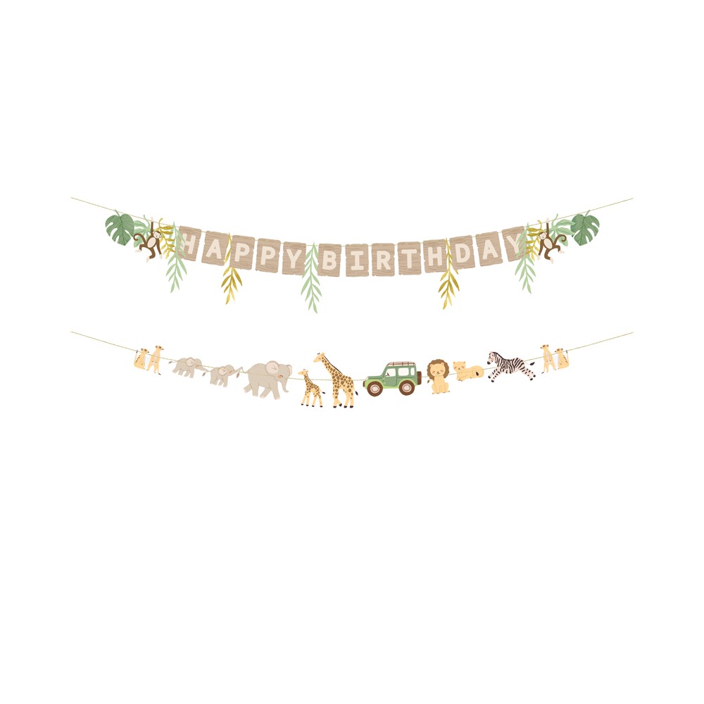 Bannière Happy Birthday Safari, 180 cm, assortiment