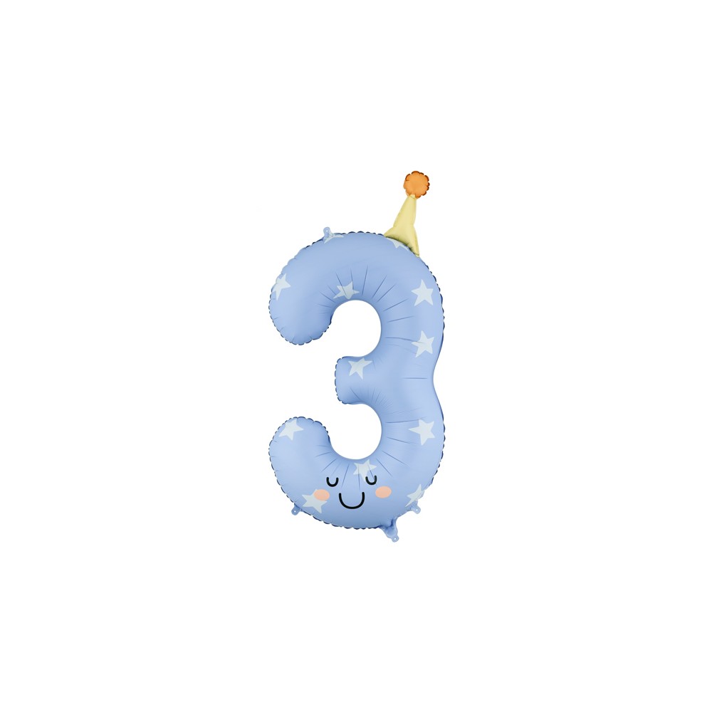 Ballon aluminium chiffre ''3'', 86 cm, bleu