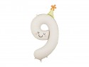 Ballon aluminium chiffre ''9'', 86 cm, crème