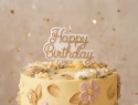 Bougie d’anniversaire Happy Birthday, or froid, 7.5 x 10 cm
