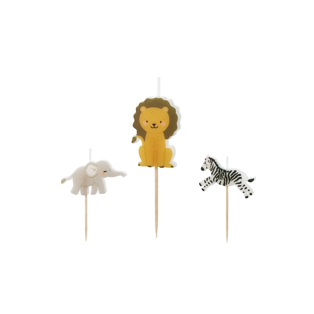 Bougies d’anniversaire Safari, 3–4.2 cm, assortiment