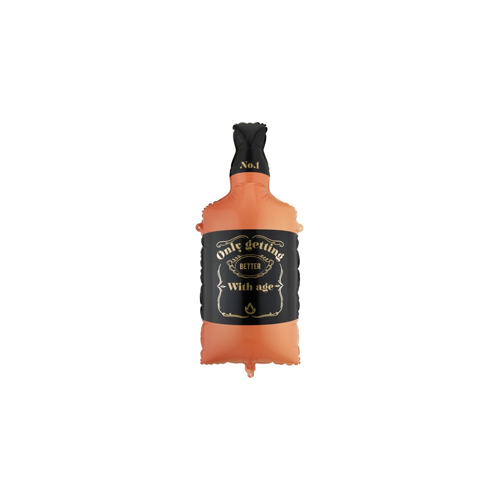 Ballon en aluminium Whisky, 34x86 cm, orange et noir